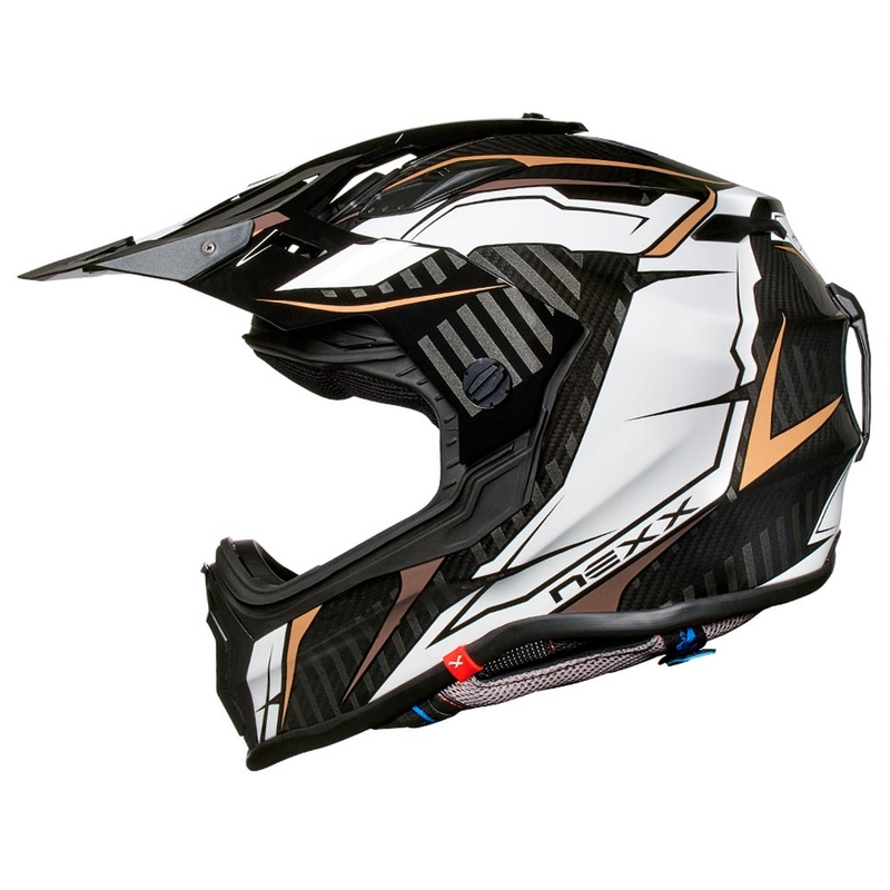 Cască de enduro NEXX X.WRL Atika negru-alb-auriu lichidare