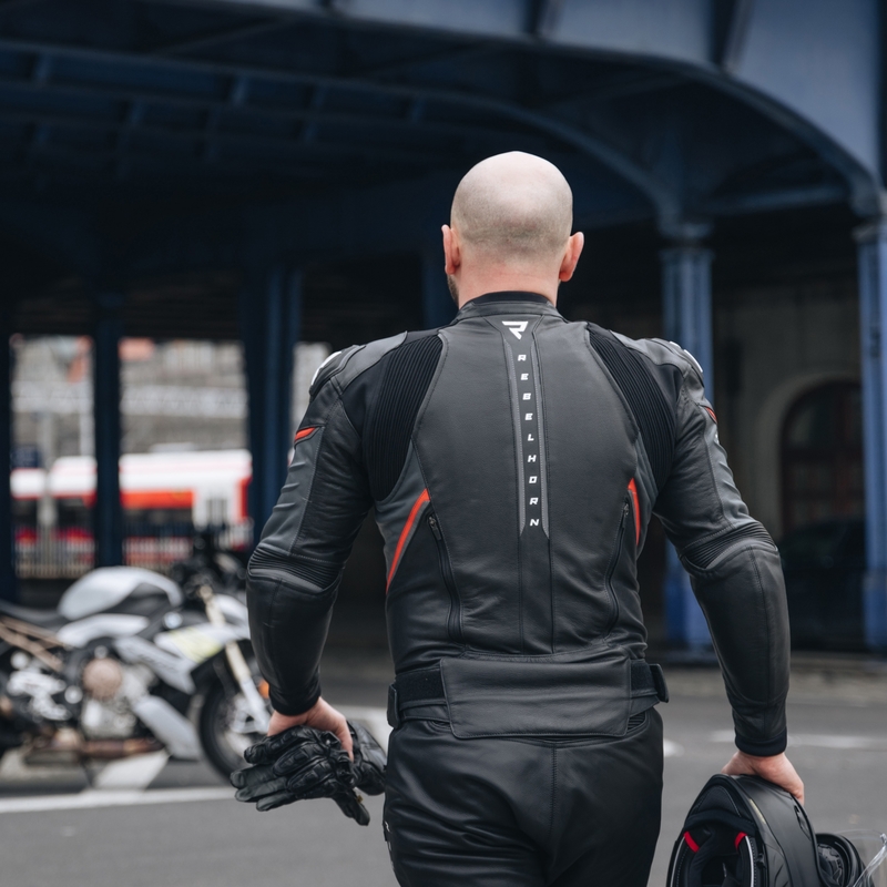 Rebelhorn Veloce Negru-Fluo Red Jacheta de motocicletă din piele de culoare negru-fluo roșu