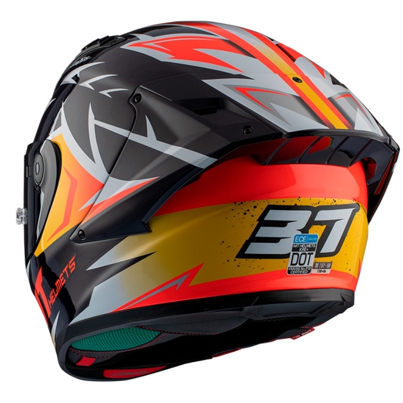 MT FF103PLUSC KRE+ Carbon Acosta A37 negru-alb-portocaliu lucios cască de motociclist integrală