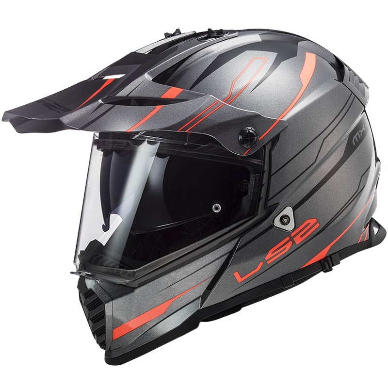 Cască de enduro LS2 MX436 Pioneer EVO Knight titanium-orange