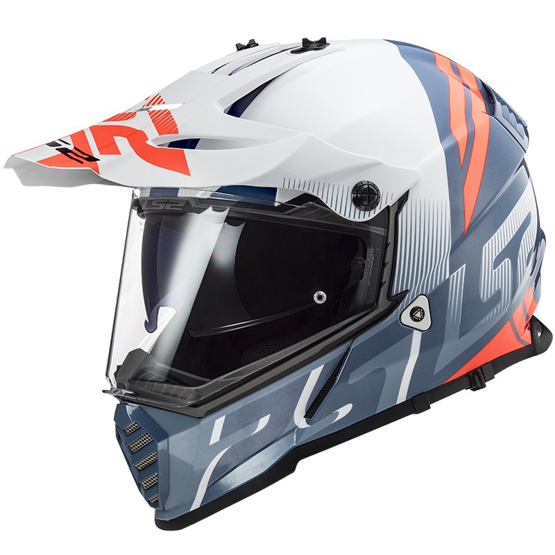 Cască de enduro LS2 MX436 Pioneer EVO Evolve alb-albastru-portocaliu