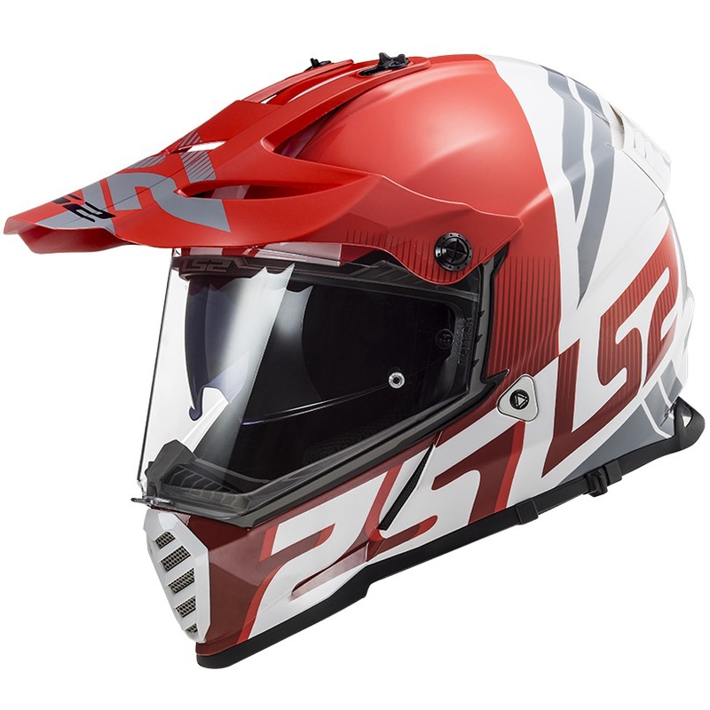 Cască de enduro LS2 MX436 Pioneer EVO Evolve alb-gri-roșu