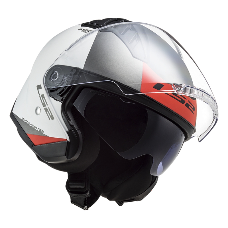 Cască de motocicletă deschisă LS2 OF600 Copter II Urbane 06 alb-roșu