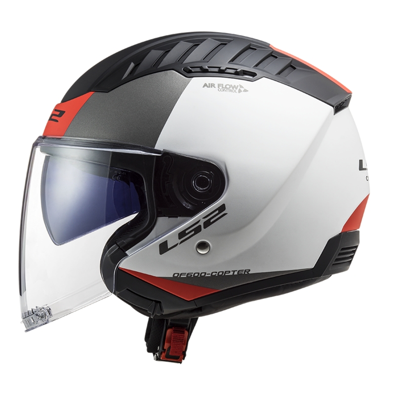 Cască de motocicletă deschisă LS2 OF600 Copter II Urbane 06 alb-roșu
