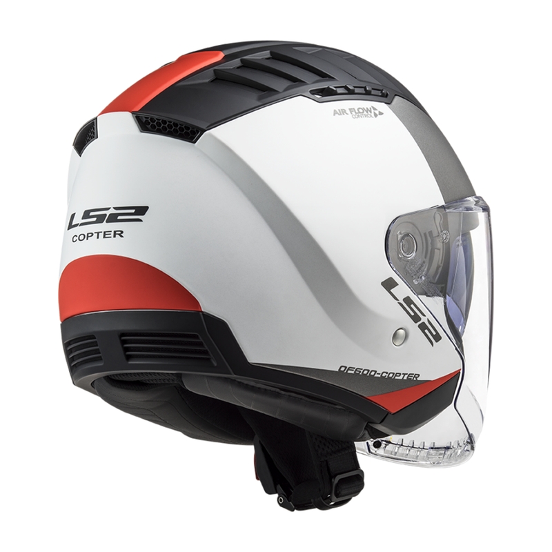 Cască de motocicletă deschisă LS2 OF600 Copter II Urbane 06 alb-roșu