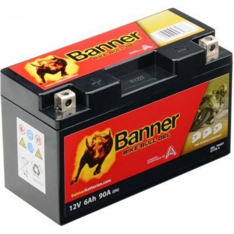 Baterie cu gel Banner Bike Bull Bull Gel 12V, YT7B-4, YT7B-BS, 6AH, 90A