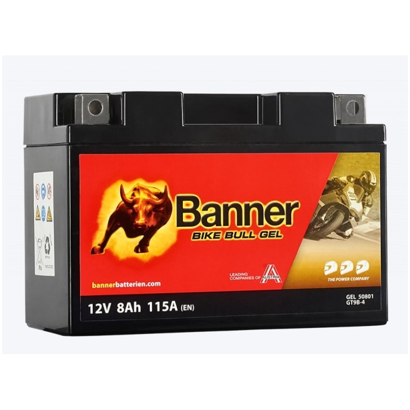 Baterie cu gel Banner Bike Bull Bull Gel 12V, YT9B-4, 8AH, 115A