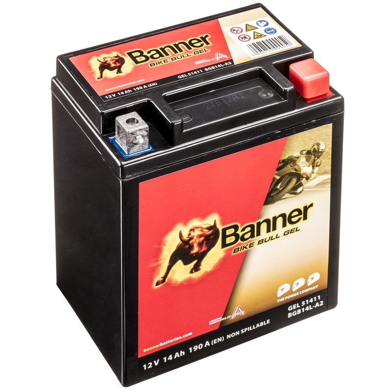 Baterie cu gel Banner Bike Bull Gel 12V, YTX14AHL-BS/YB14L-A2, 14AH, 185A