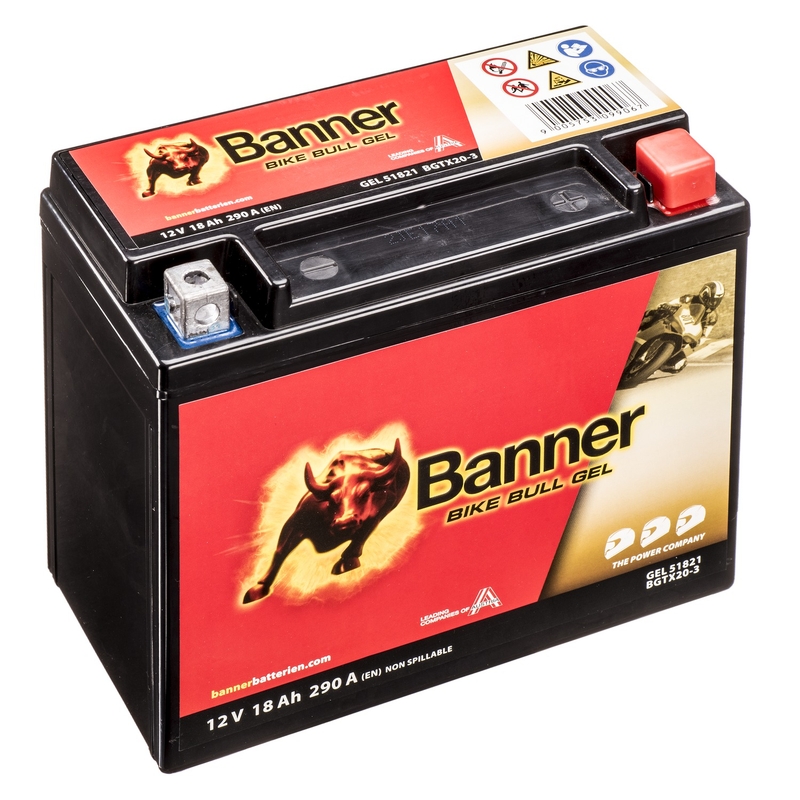 Baterie cu gel Banner Bike Bull Gel 12V, YTX20L-BS, 18AH, 250A