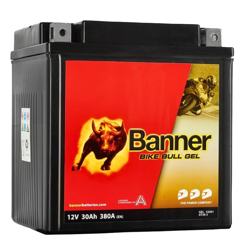 Baterie cu gel Banner Bike Bull Bull Gel 12V, YIX30L-BS, 30AH, 380A