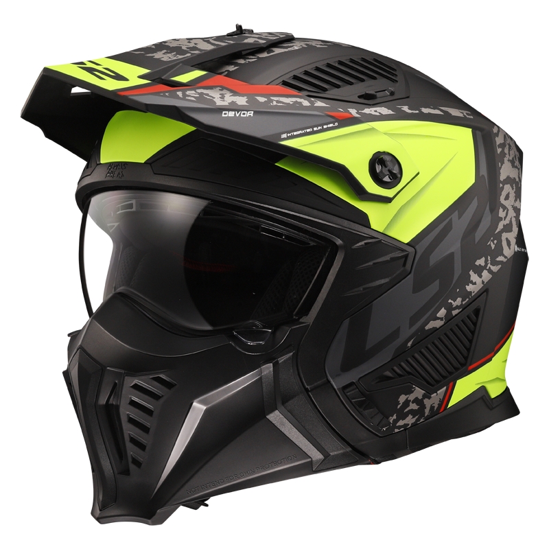Cască de motocicletă LS2 OF606 Drifter Devor negru-galben-fluo