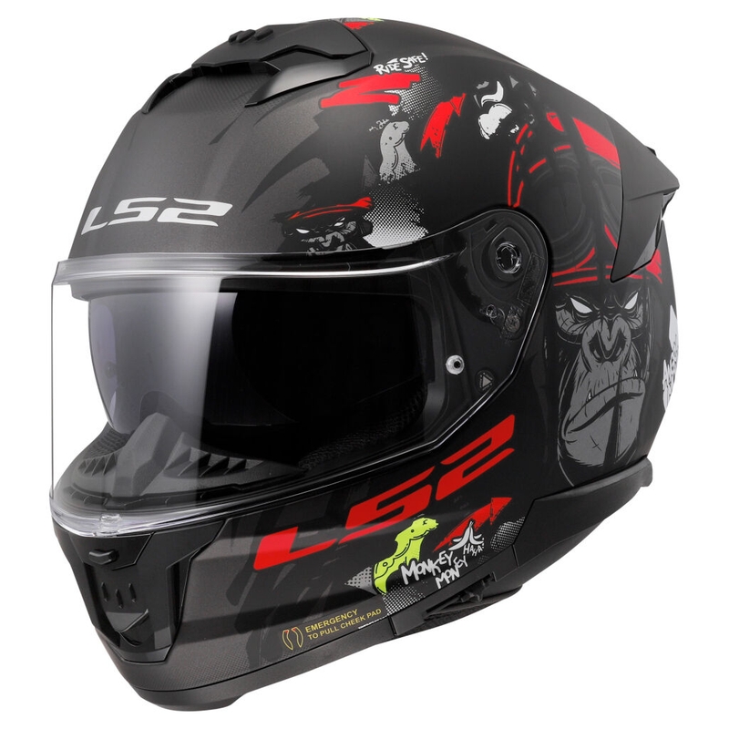 LS2 FF808 Stream II Angry Monkey negru și roșu cască de motocicletă integrală LS2 FF808 Stream II Angry Monkey