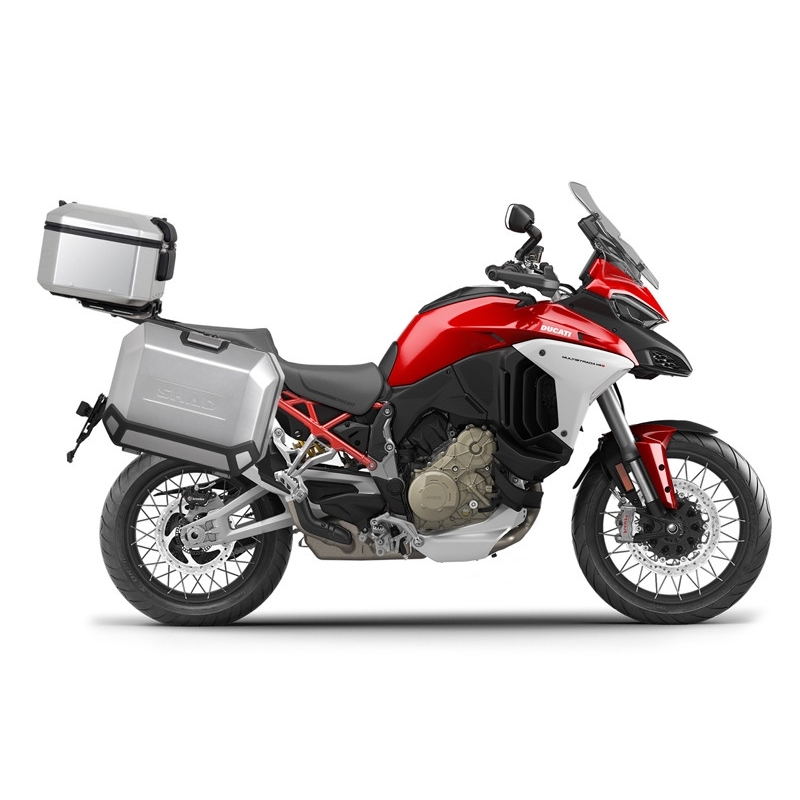 Set complet de cutii de aluminiu SHAD TERRA, 37L cutie centrala si 36L / 47L cutii laterale, incluzand set de montaj si placa SHAD Ducati Multistrada 1200 V4