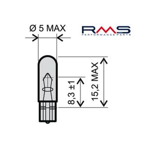 Bec RMS 246510275 12V 2,3W, T5 Alb