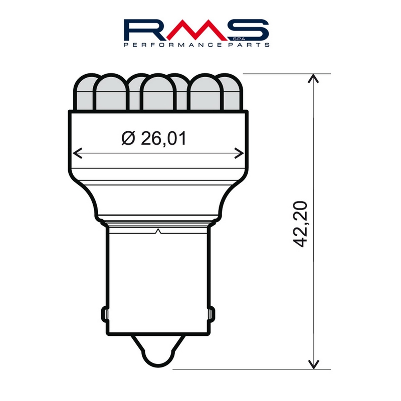 Bec RMS 12V 12 Led, BA15S S25 Albastru