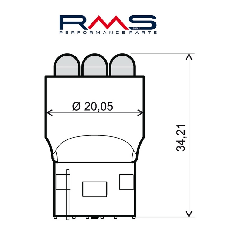 Bec RMS 12V 6 Led, T20 blue (2 pcs)