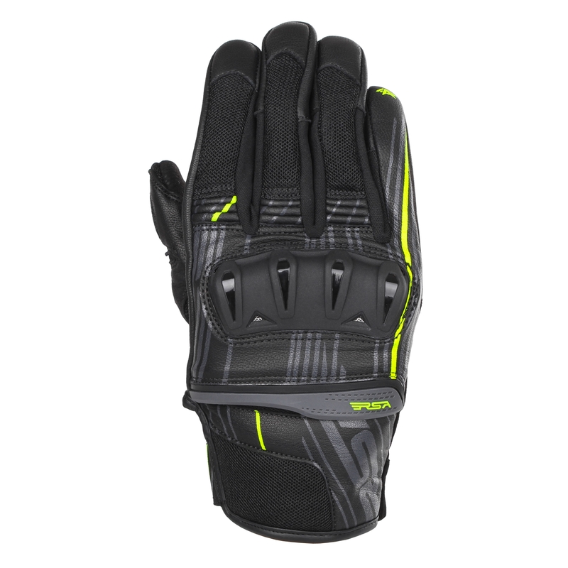 Mănuși pentru motociclete RSA Sprint negru-galben-fluo