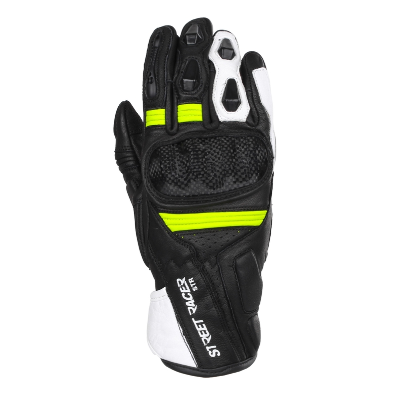 Mănuși moto pentru femei Street Racer STR negru-galben fluorescent