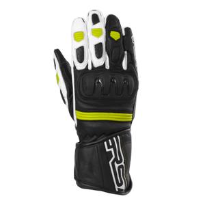 Mănuși pentru motociclete RSA Gappa 2 negru-alb-alb-galben-fluo