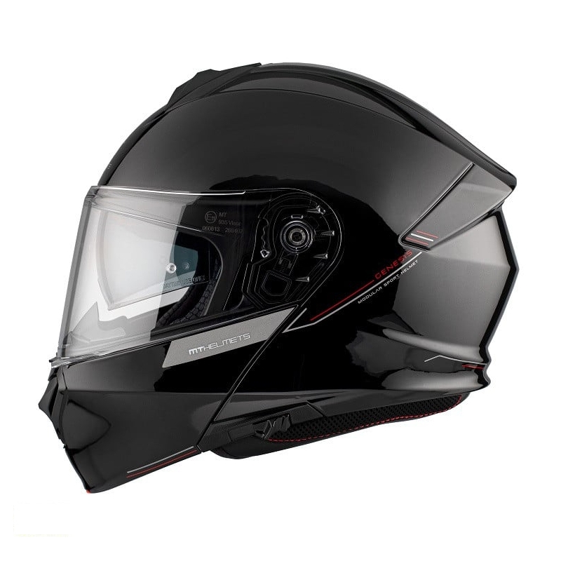 Cască de motocicletă flip-up MT Genesis SV Solid A1 neagră lucioasă