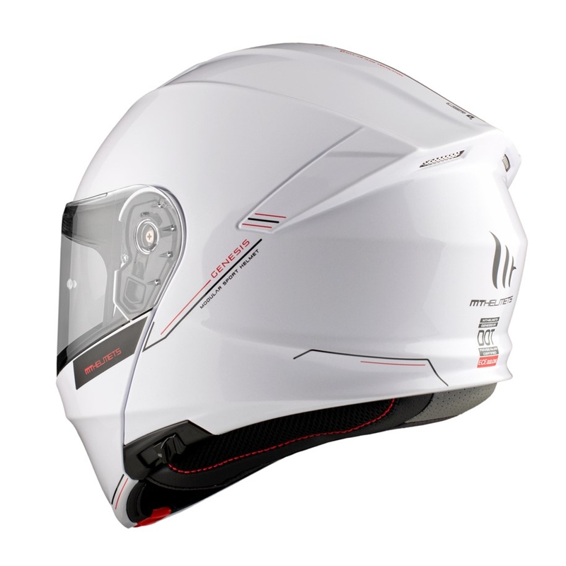 Cască de motocicletă flip-up MT Genesis SV Solid A0 alb lucios