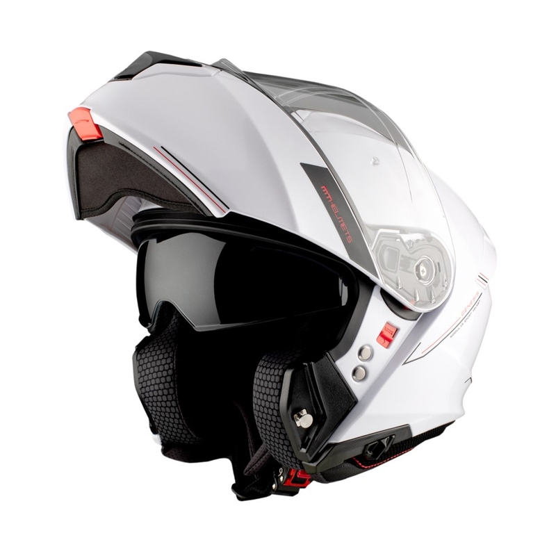 Cască de motocicletă flip-up MT Genesis SV Solid A0 alb lucios