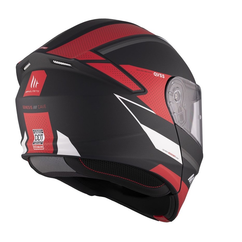 Cască de motocicletă flip-up MT Genesis SV Cave A5 negru-alb-roșu mat