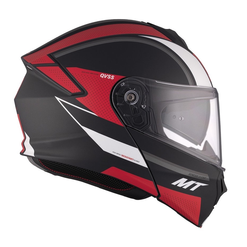 Cască de motocicletă flip-up MT Genesis SV Cave A5 negru-alb-roșu mat