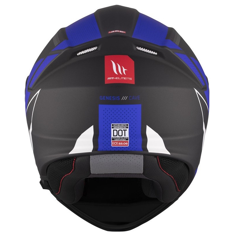 Cască de motocicletă flip-up MT Genesis SV Cave A7 negru-alb-albastru mat