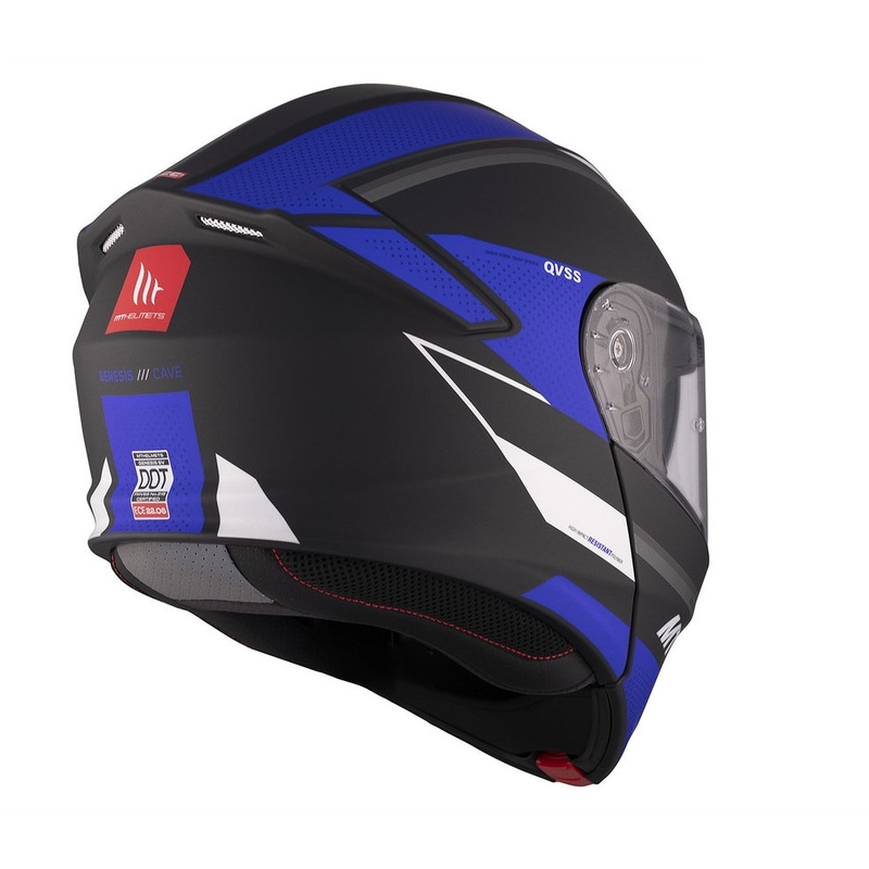 Cască de motocicletă flip-up MT Genesis SV Cave A7 negru-alb-albastru mat