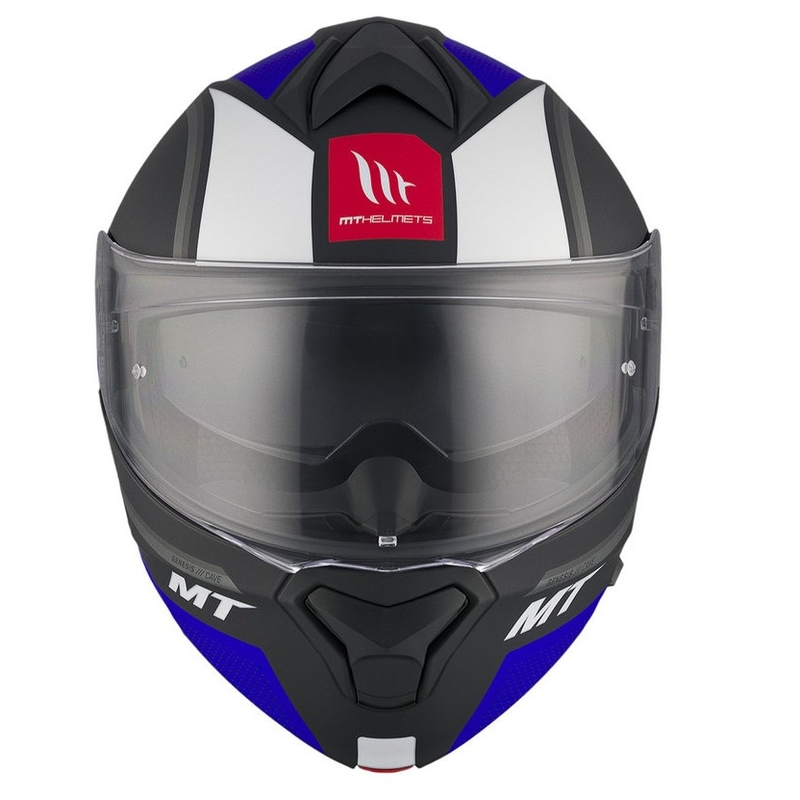 Cască de motocicletă flip-up MT Genesis SV Cave A7 negru-alb-albastru mat