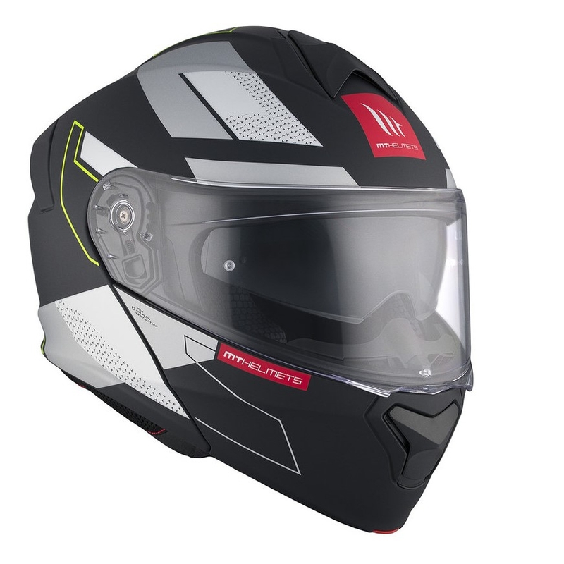 Cască de motocicletă flip-up MT Genesis SV Talo B2 negru-gri-galben fluo mat lichidare
