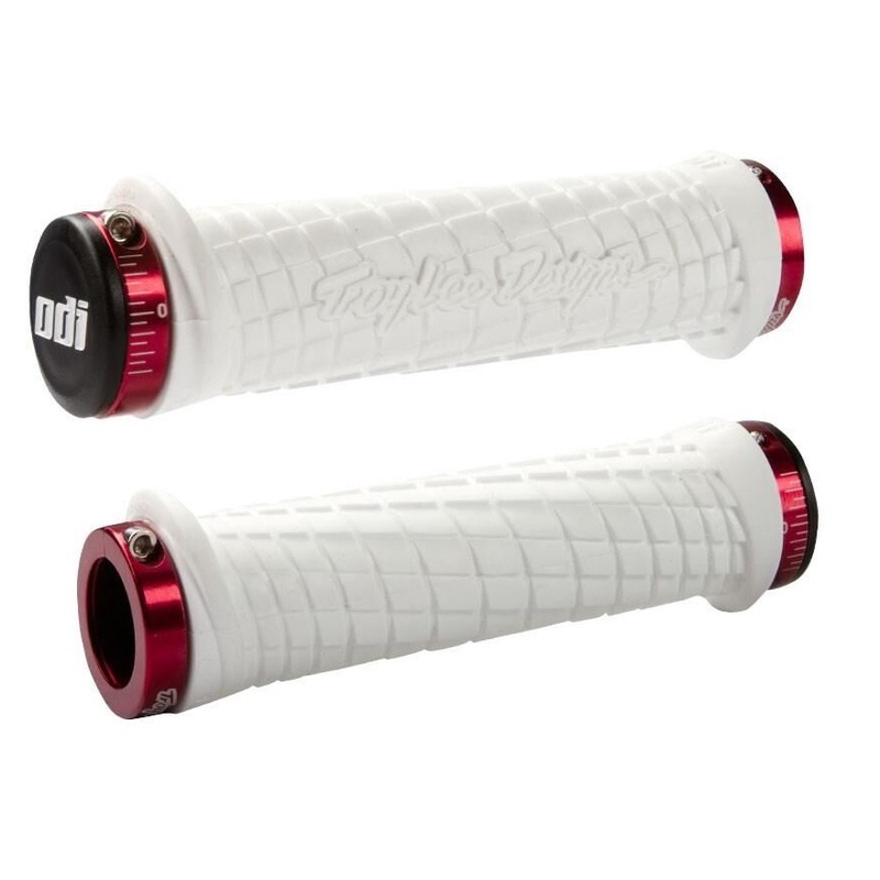 Manșoane ODI TROY LEE DESIGNS SIGNATURE ATV LOCK-ON alb-roșu