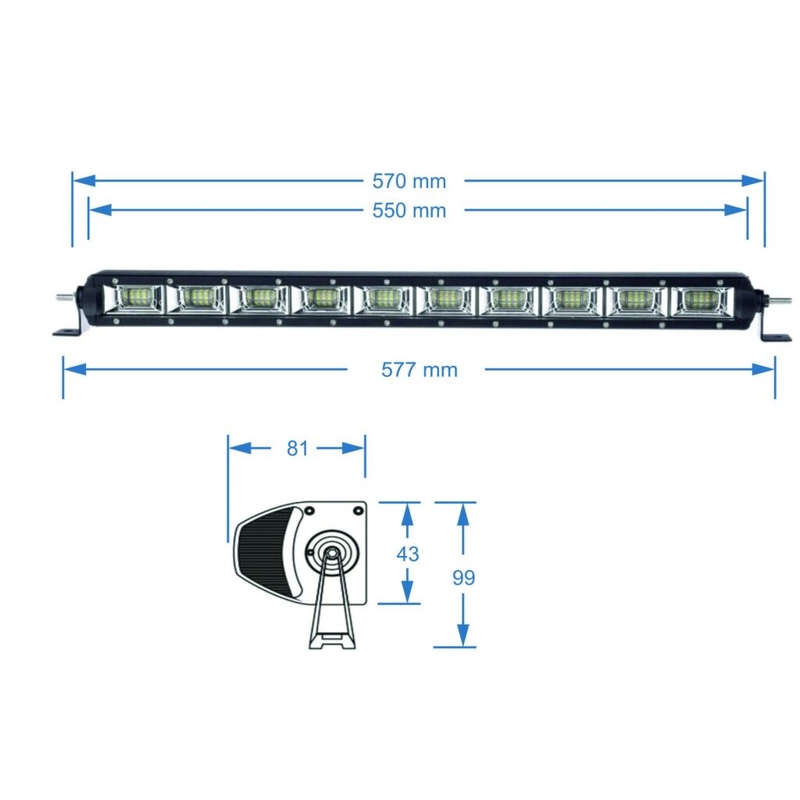 Rampă de lumină cu LED-uri SHARK LED LIGHT BAR , ETI LED, 21,5",100W