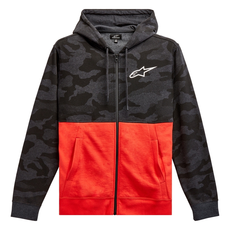 Alpinestars Camo Block Hoodie gri camo-roșu fluo