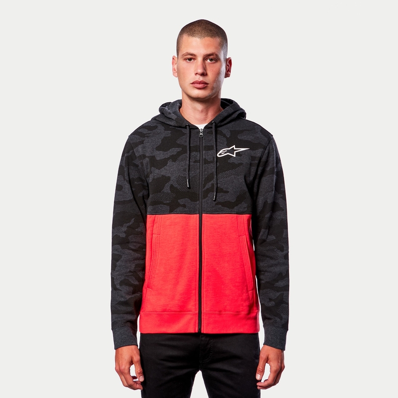 Alpinestars Camo Block Hoodie gri camo-roșu fluo