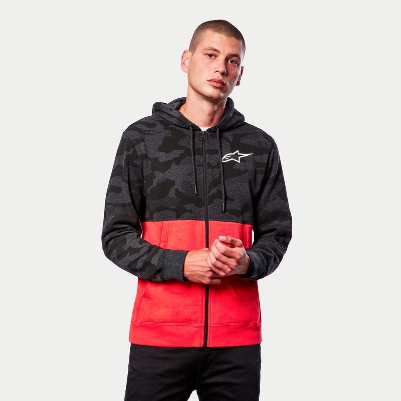Alpinestars Camo Block Hoodie gri camo-roșu fluo