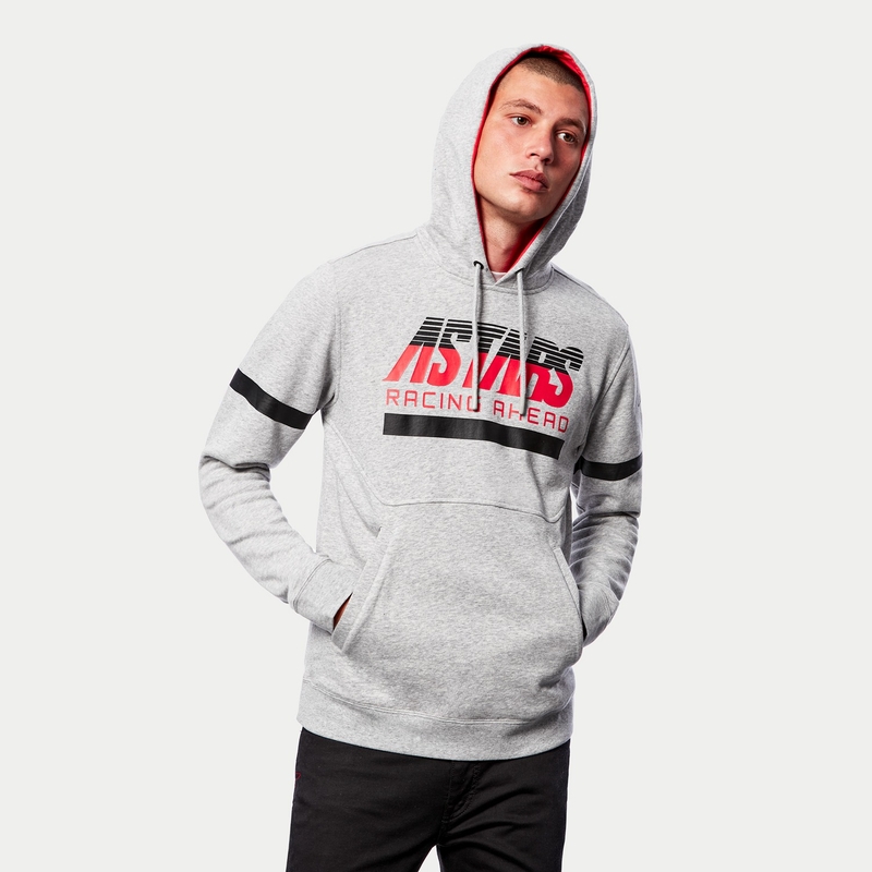 Alpinestars Club Hoodie gri-negru-roșu-roșu