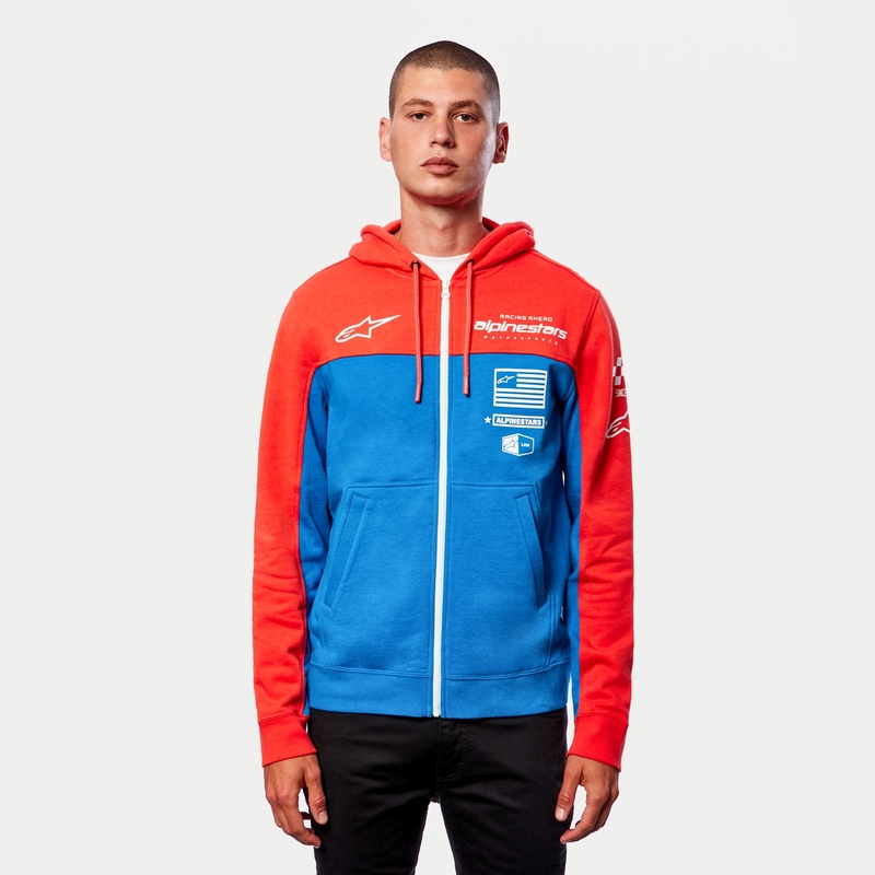 Alpinestars H Block Hoodie roșu-fluorescent-albastru deschis