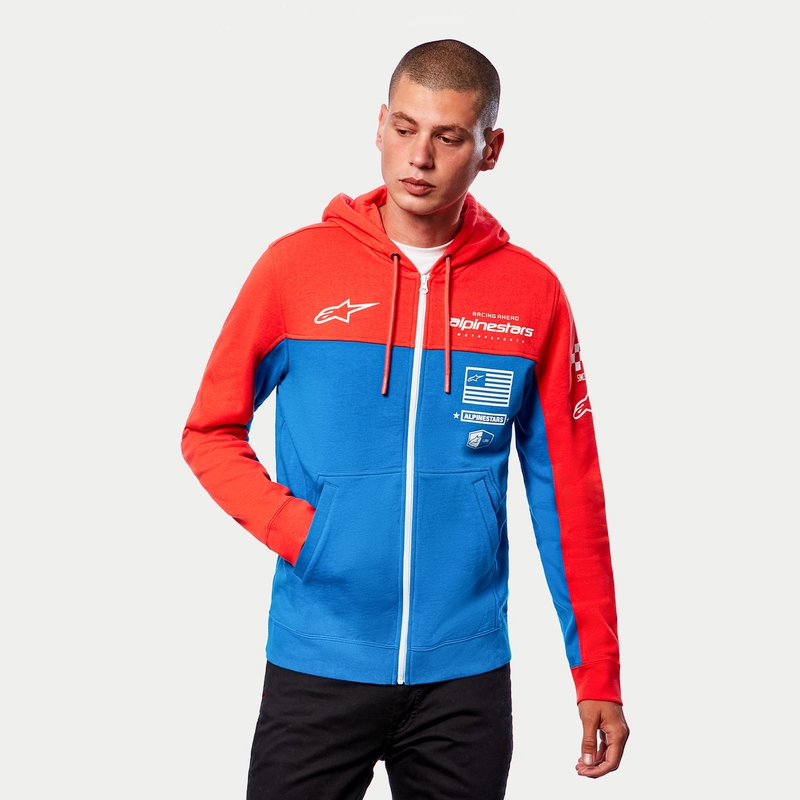 Alpinestars H Block Hoodie roșu-fluorescent-albastru deschis