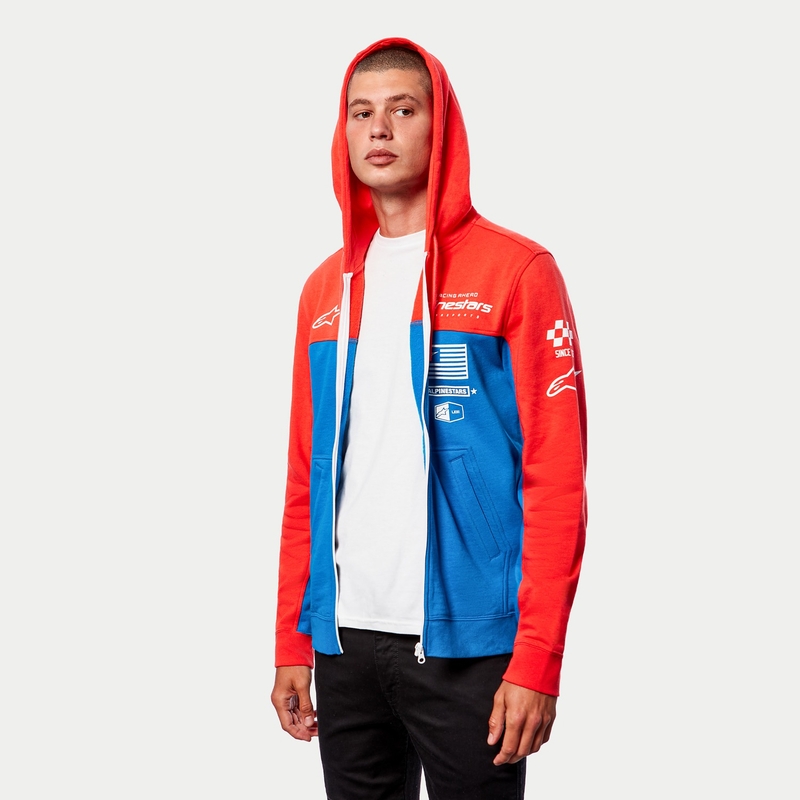 Alpinestars H Block Hoodie roșu-fluorescent-albastru deschis