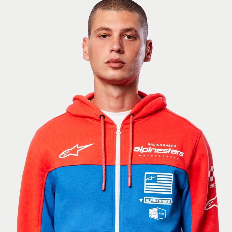 Alpinestars H Block Hoodie roșu-fluorescent-albastru deschis