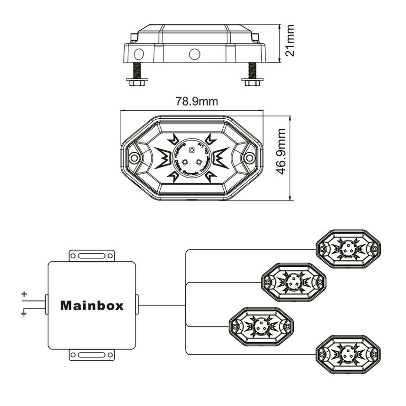 RECHIN A CONDUS LUMINA, RGB, MULTI-COLOR, CONTROL BLUETOOTH, SET DE 4 BUCĂȚI