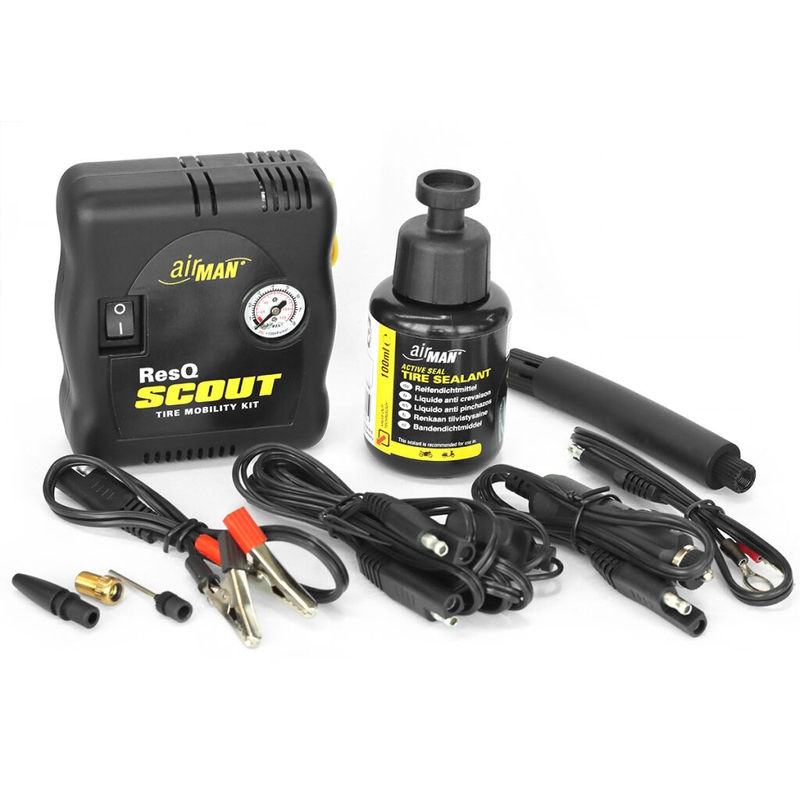 Kit de reparare a anvelopelor AirMan ResQ Scout cu compresor + 100ml de reumplere