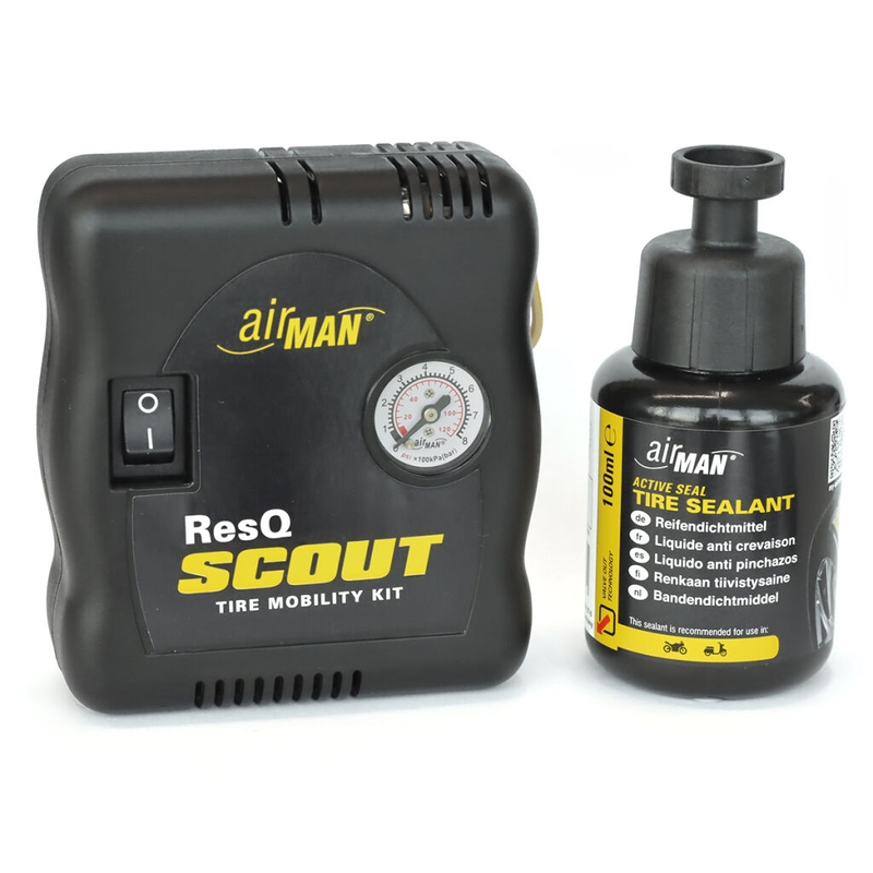Kit de reparare a anvelopelor AirMan ResQ Scout cu compresor + 100ml de reumplere