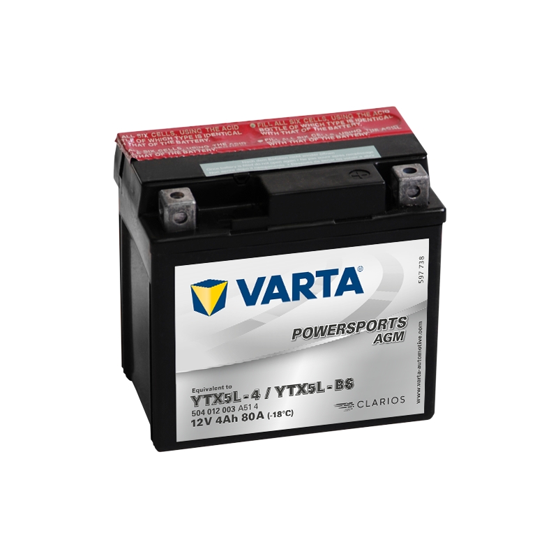 Baterie VARTA YTX5L-4/YTX5L-BS 12V/4Ah fără întreținere VARTA YTX5L-4/YTX5L-BS