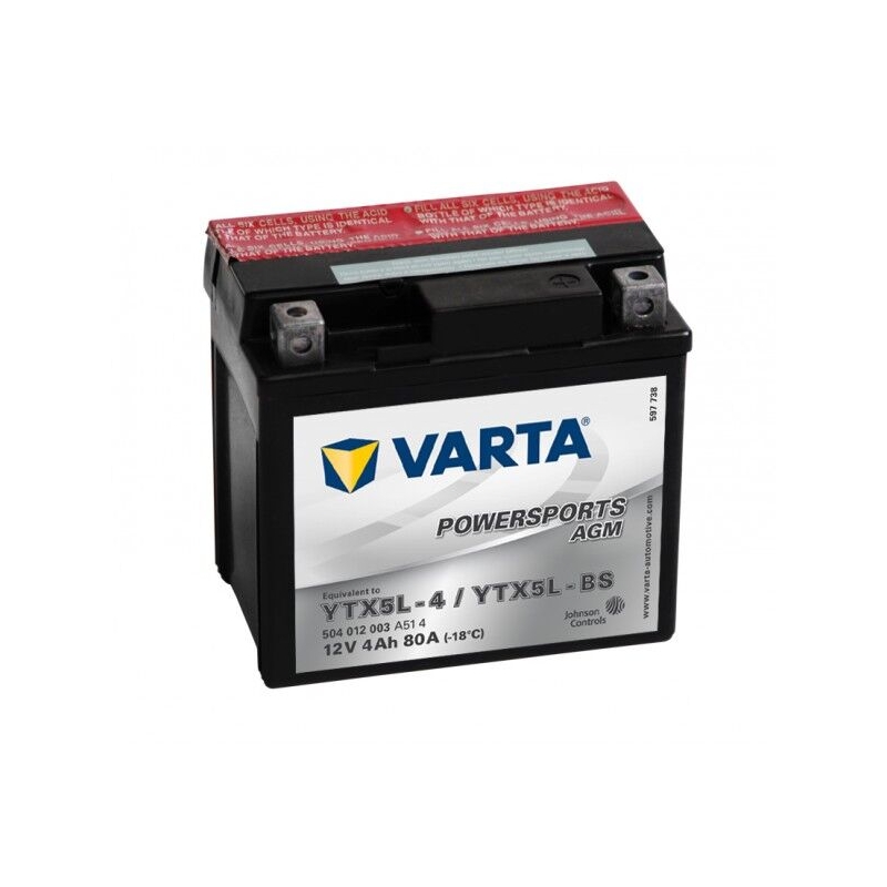 Baterie VARTA YTX5L-4/YTX5L-BS 12V/4Ah fără întreținere VARTA YTX5L-4/YTX5L-BS