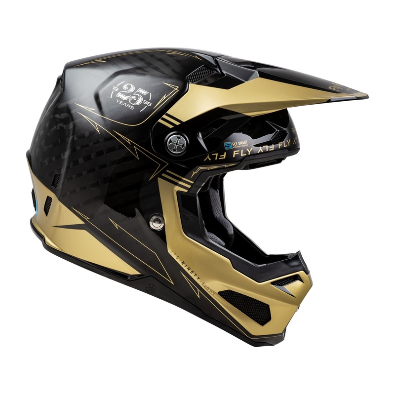 Casca motocross FLY Racing Formula S Carbon negru-auriu