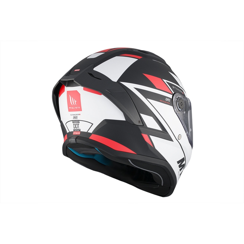 MT Stinger 2 Solid Zivze cască de motocicletă integrală alb-negru-roșu mată