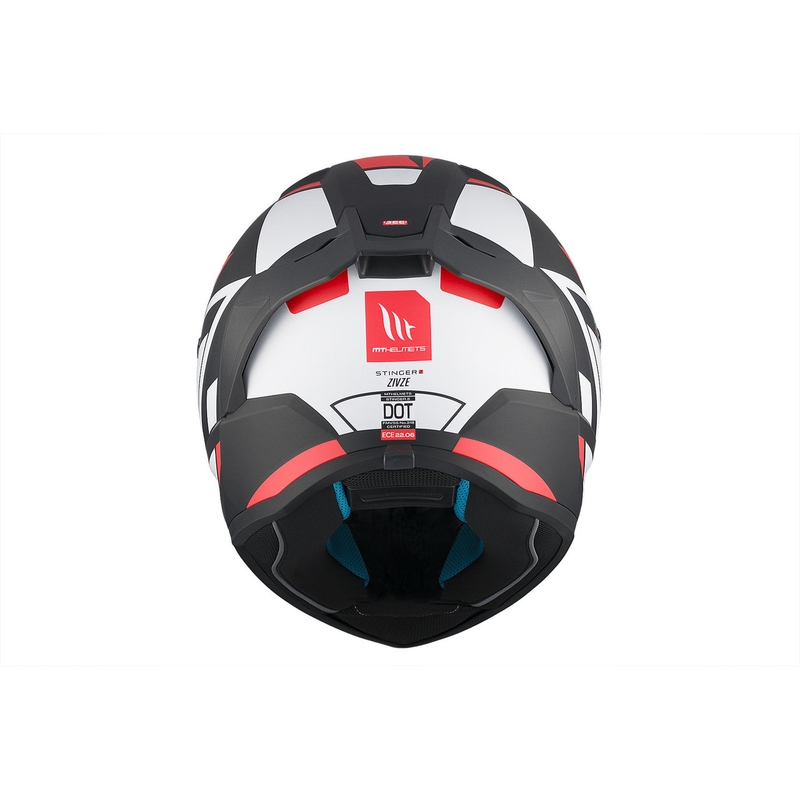 MT Stinger 2 Solid Zivze cască de motocicletă integrală alb-negru-roșu mată